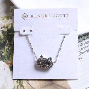 Kendra Scott Elisa Cat Silver Platinum Drusy Necklace